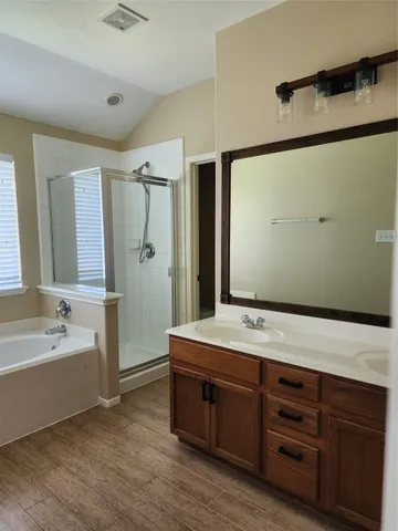 a close up view of closet