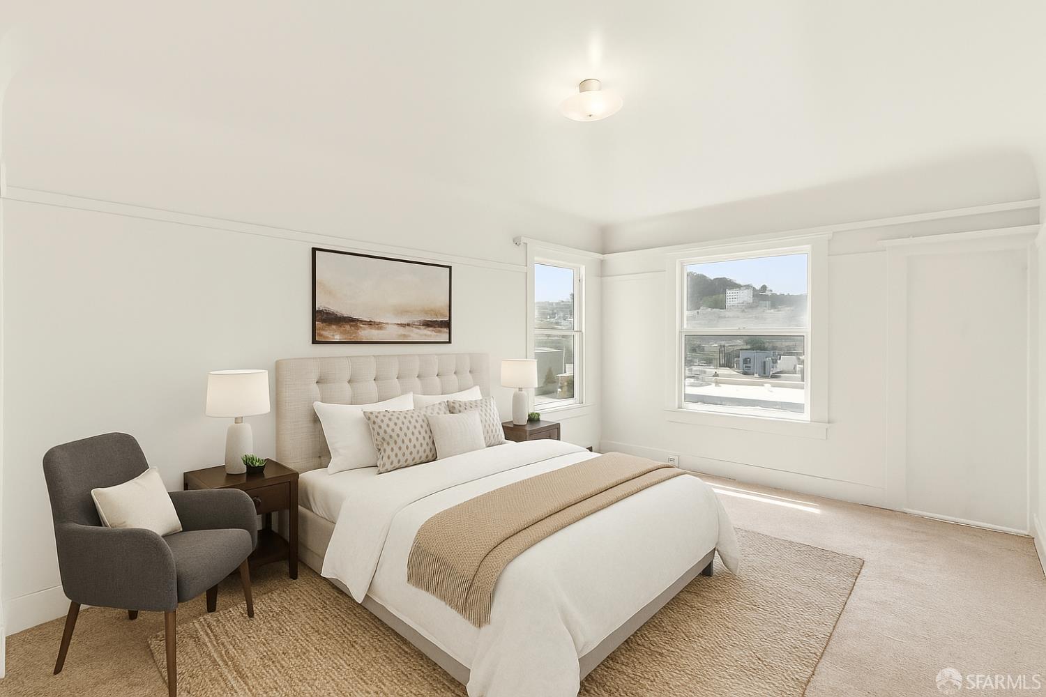 425-429 Steiner Street San Francisco, CA 94117 - Photo 16 of 40 a bedroom with a bed and a couch