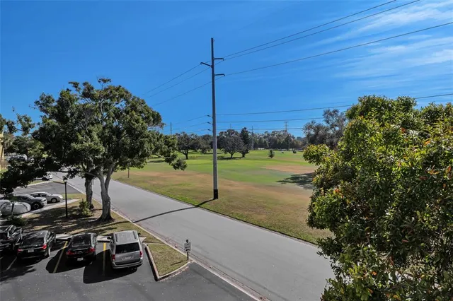 an outdoor space with furniture
