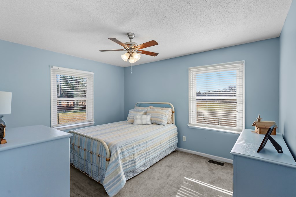 202 Wilton Road Abbeville, SC 29620 - Photo 29 of 35 This tranquil bedroom features carpet flooring and two windows, offering a peaceful retreat.