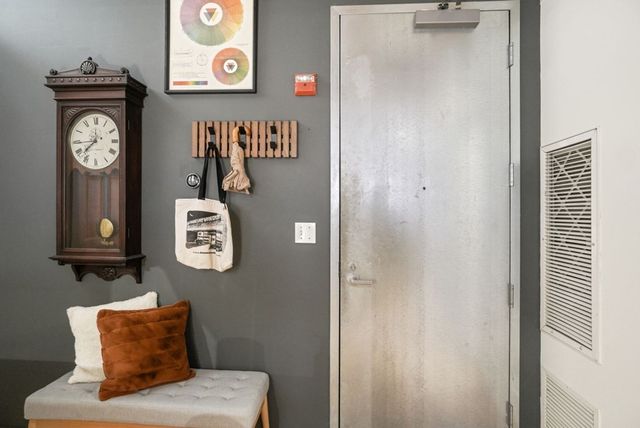 a wall with a clock on a wall