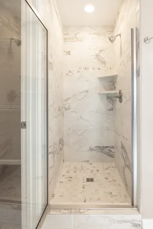 a bathroom with a shower