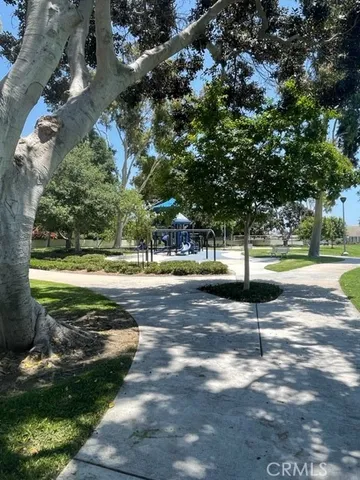 a view of a park with swings