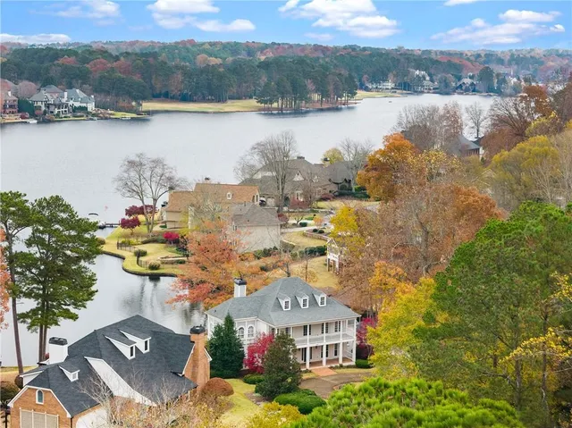 a view of a lake with a mountain