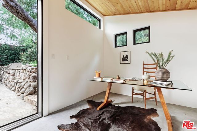 a living room with a large window