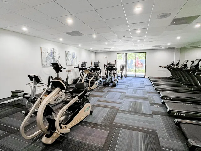 a view of a room with gym equipment