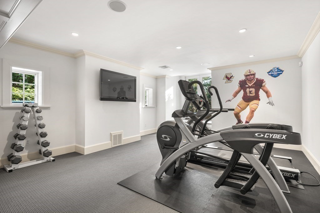 89 Ledgeways Wellesley, MA 02481 - Photo 35 of 42 a view of a room with gym equipment