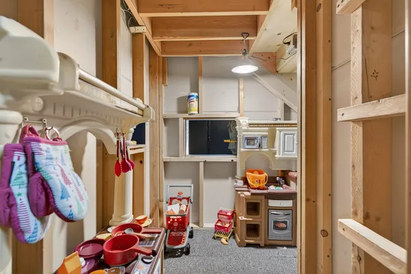 a room with cabinets