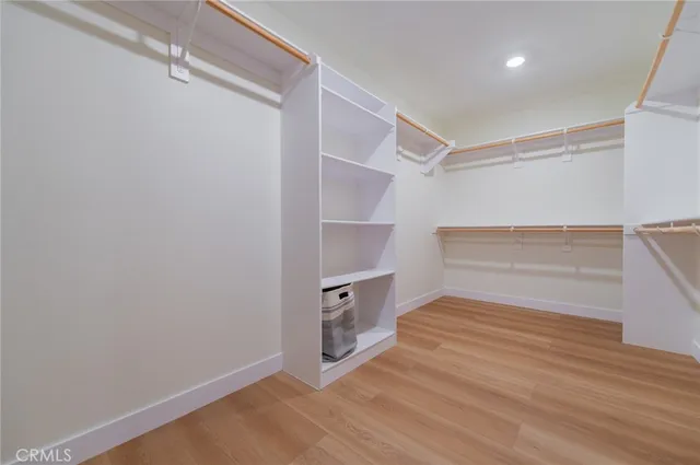 a view of an empty walk in closet