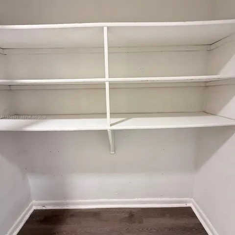 a close up view of closet