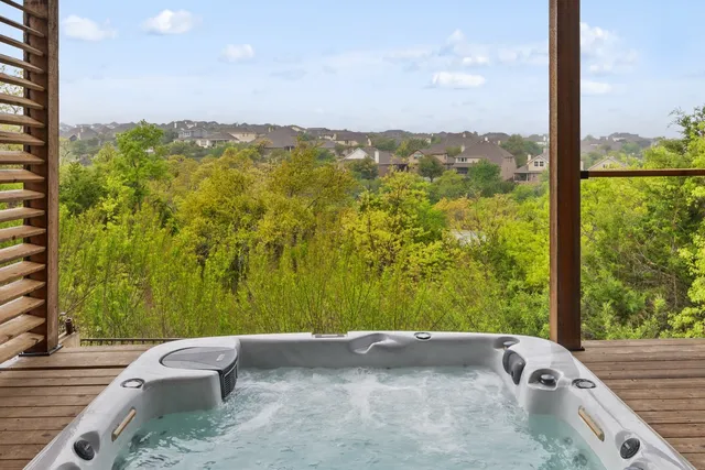a view of an outdoor space and a mountain view