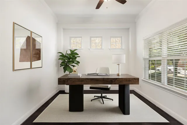 a view of a workspace with furniture