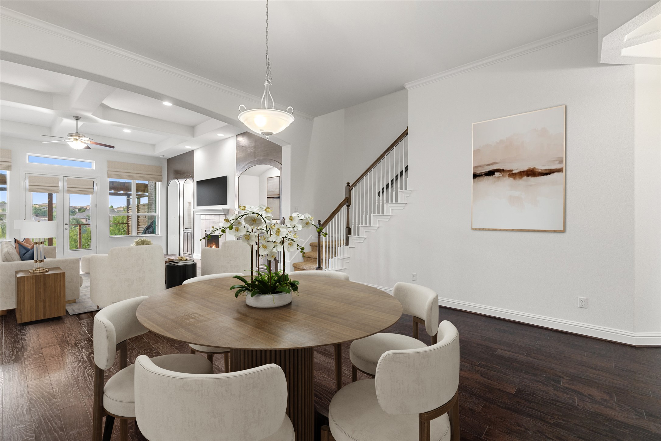 5612 Cherokee Draw Road Austin, TX 78738 - Photo 9 of 31 a view of a dining room with furniture and wooden floor