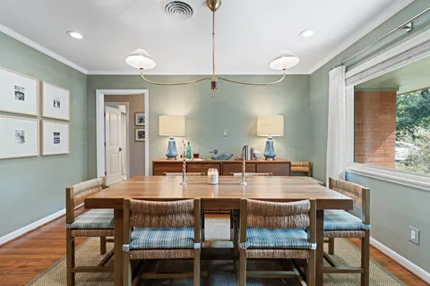 a view of a dining room and livingroom view