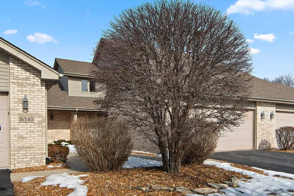 a front view of a house with a tree