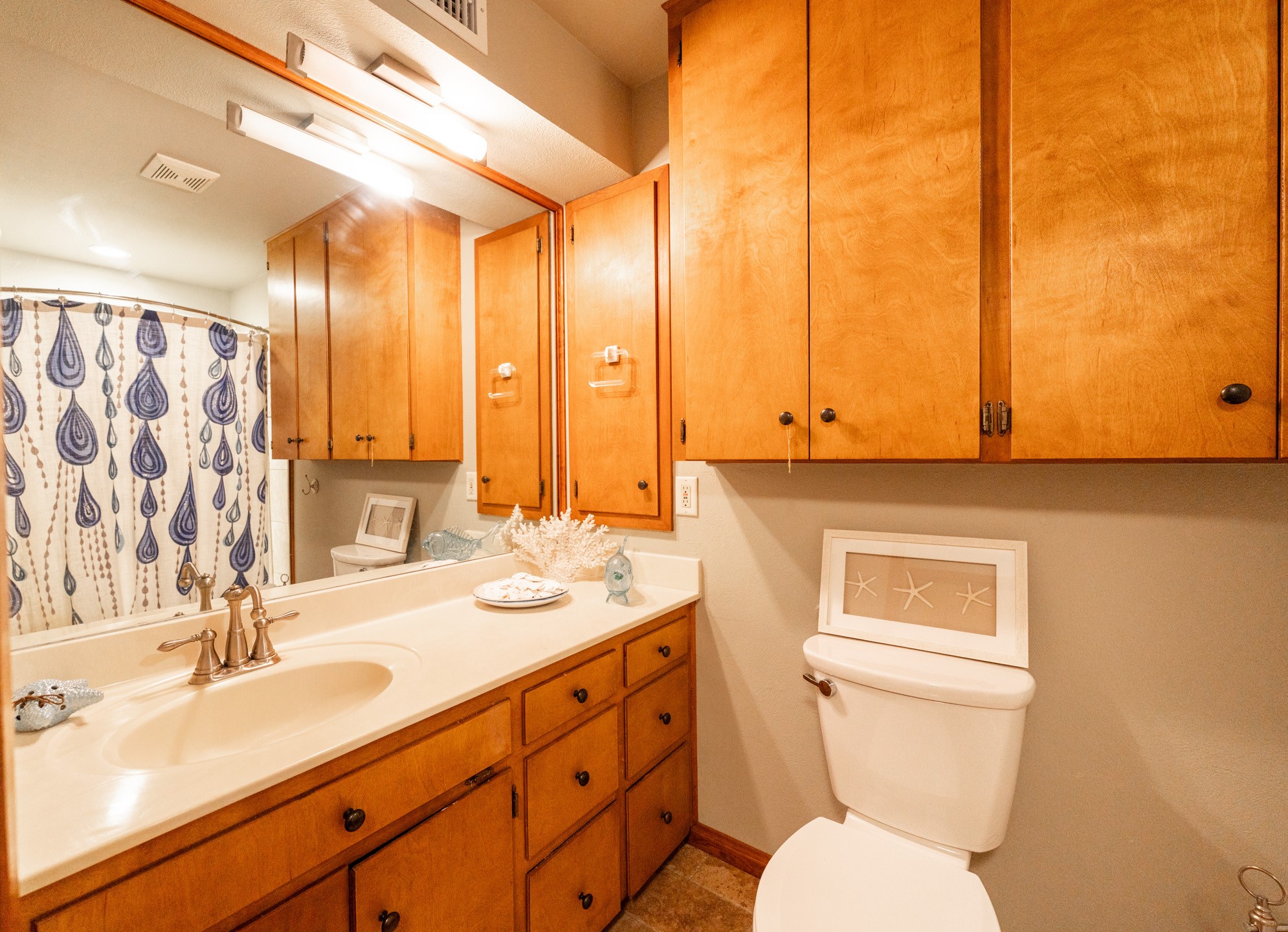 2210 Rita Street El Campo, TX 77437 - Photo 11 of 22 a bathroom with a granite countertop toilet sink and mirror
