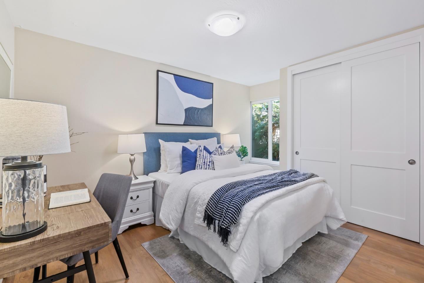 8 Cassandra Way Mountain View, CA 94043 - Photo 20 of 35 a bedroom with a bed a mirror and desk