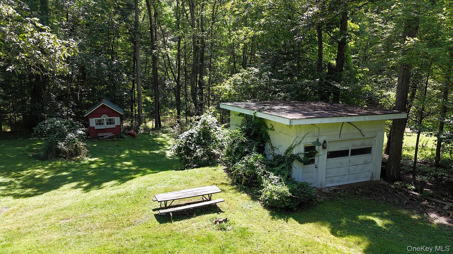 66 Raspberry Park Road Long Eddy, NY 12760 - Photo 10 of 36 View of green lawn featuring a garage and outbuilding