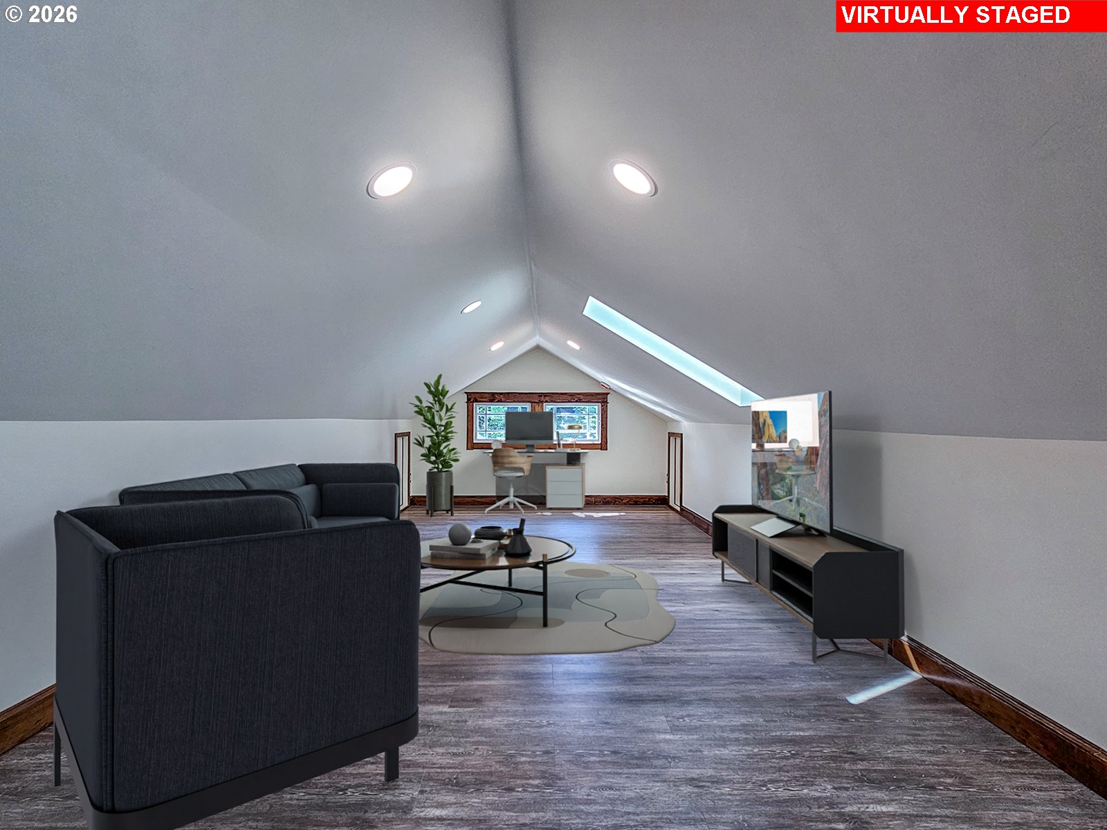 4725 Northeast 22nd Avenue Portland, OR 97211 - Photo 22 of 46 a living room with furniture and a wooden floor