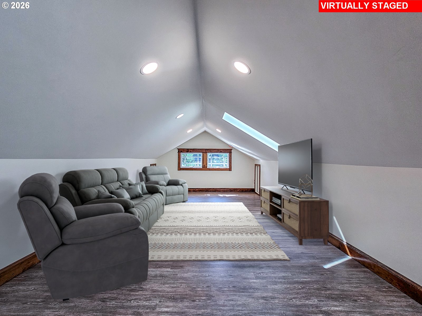 4725 Northeast 22nd Avenue Portland, OR 97211 - Photo 23 of 46 a spacious bedroom with a bed and a couch