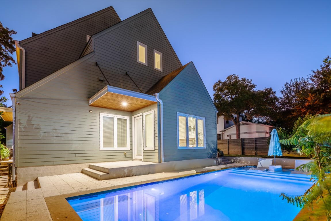 2105 Enfield Road, Unit A Austin, TX 78703 - Photo 37 of 38 a front view of house with deck and outdoor seating