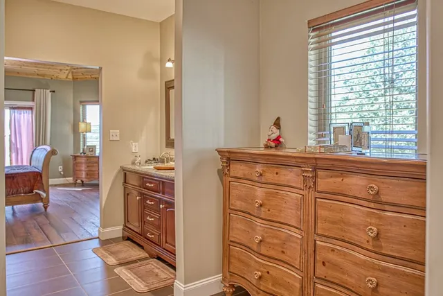 a view of a deck with a yard