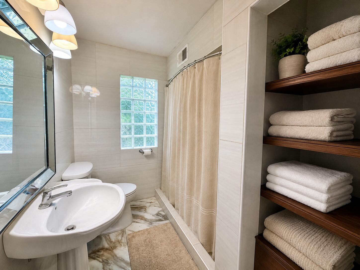 214 South 65th Street Milwaukee, WI 53214 - Photo 20 of 29 Good size Full bathroom with walk in shower and built in shelving. Some photos may include virtually staging and or digital enhancements.