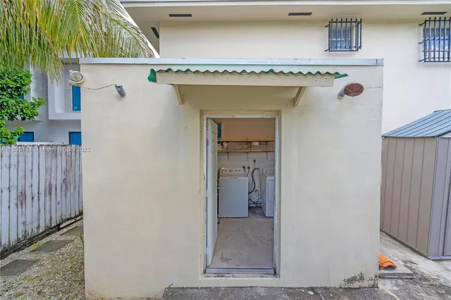 a view of a wooden door