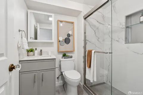 a view of hallway with a couch