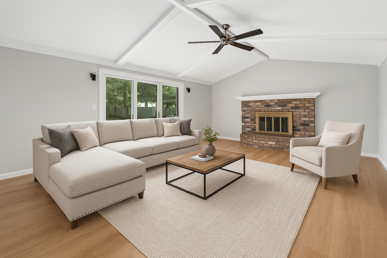 805 Potomac Avenue Naperville, IL 60565 - Photo 15 of 38 a living room with furniture a ceiling fan and a large window