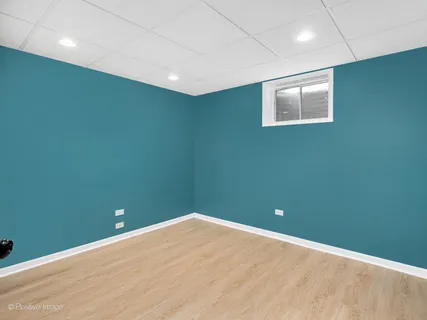 an empty room with a workbench