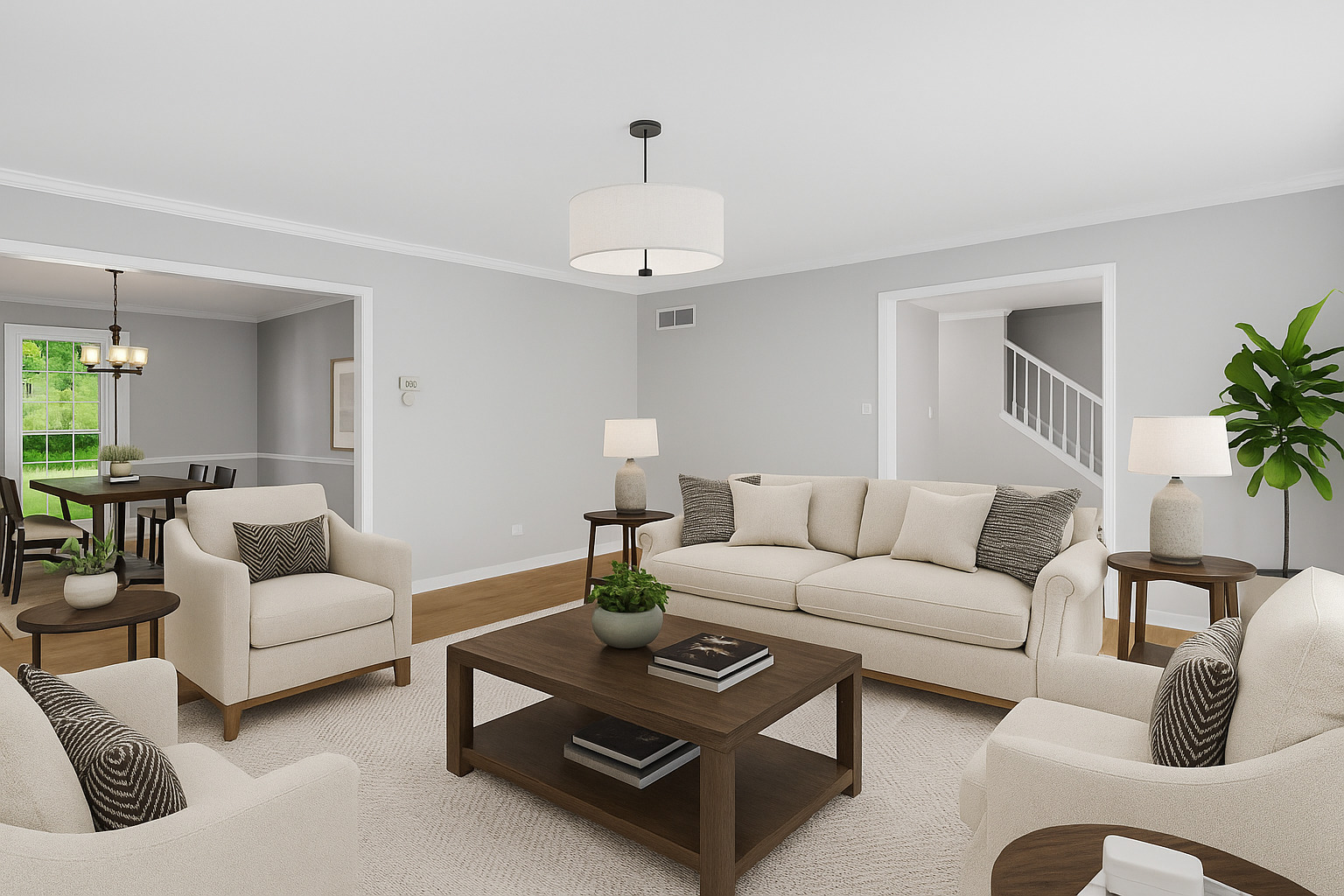 805 Potomac Avenue Naperville, IL 60565 - Photo 5 of 38 a living room with furniture a rug and a chandelier