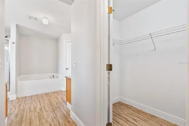 a view of small space with racks on the wall