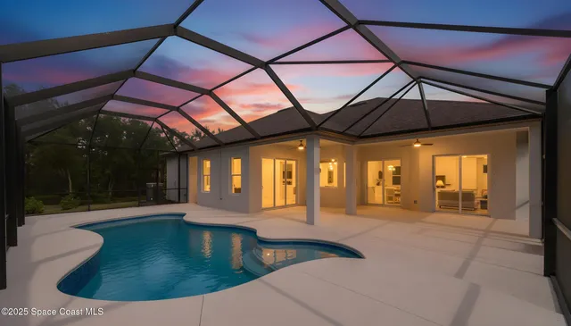 a indoor swimming pool with a yard