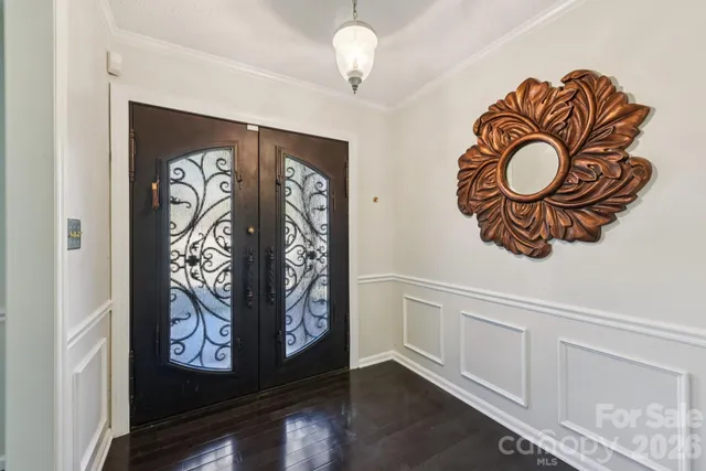 a front view of a door with entryway