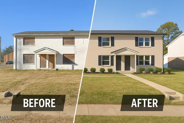 a front view of house with outdoor space