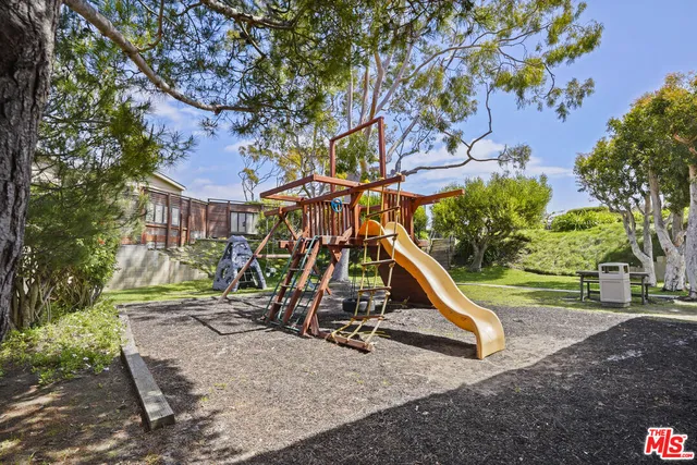 a view of a park with slide