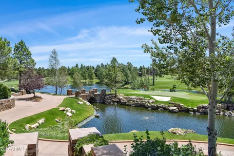 a view of a lake with a mountain in the background