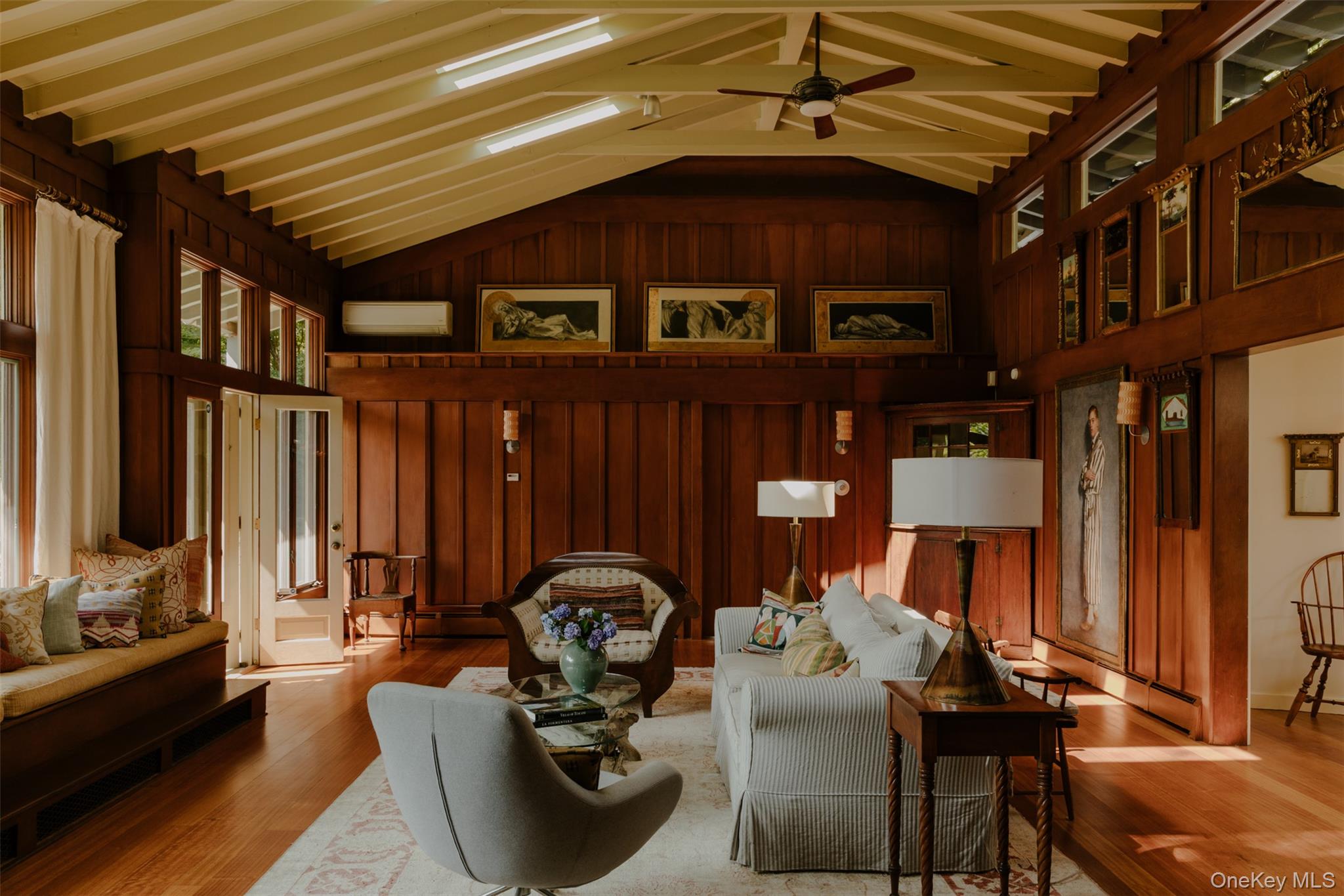 481 Old Albany Post Road Garrison, NY 10524 - Photo 4 of 29 The primary room is sheltered under a 15' asymmetrical gabled roof with several skylights between exposed beams reminiscent of a maritime connection