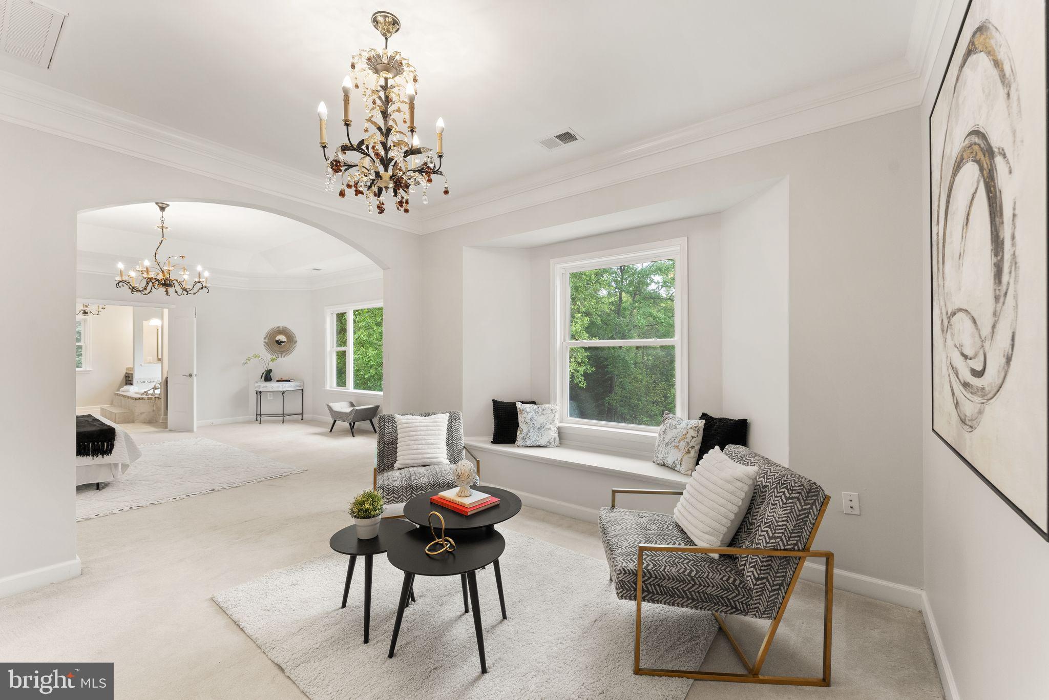 3906 Estel Road Fairfax, VA 22031 - Photo 52 of 122 a living room with furniture and a chandelier