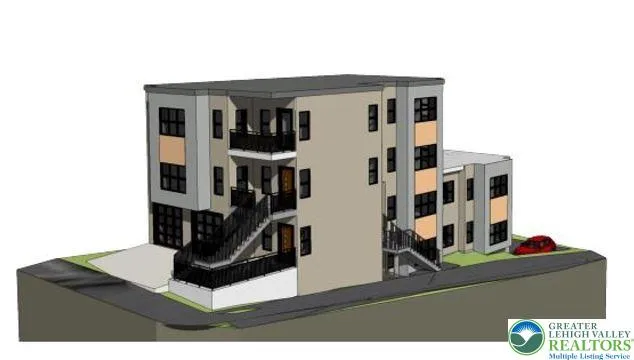 a view of a building from a balcony