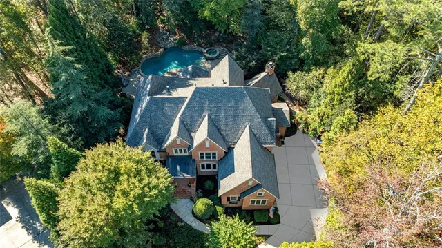 an aerial view of a house