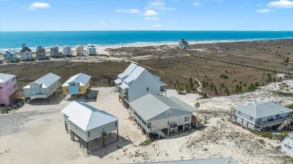 an aerial view of a ocean beach