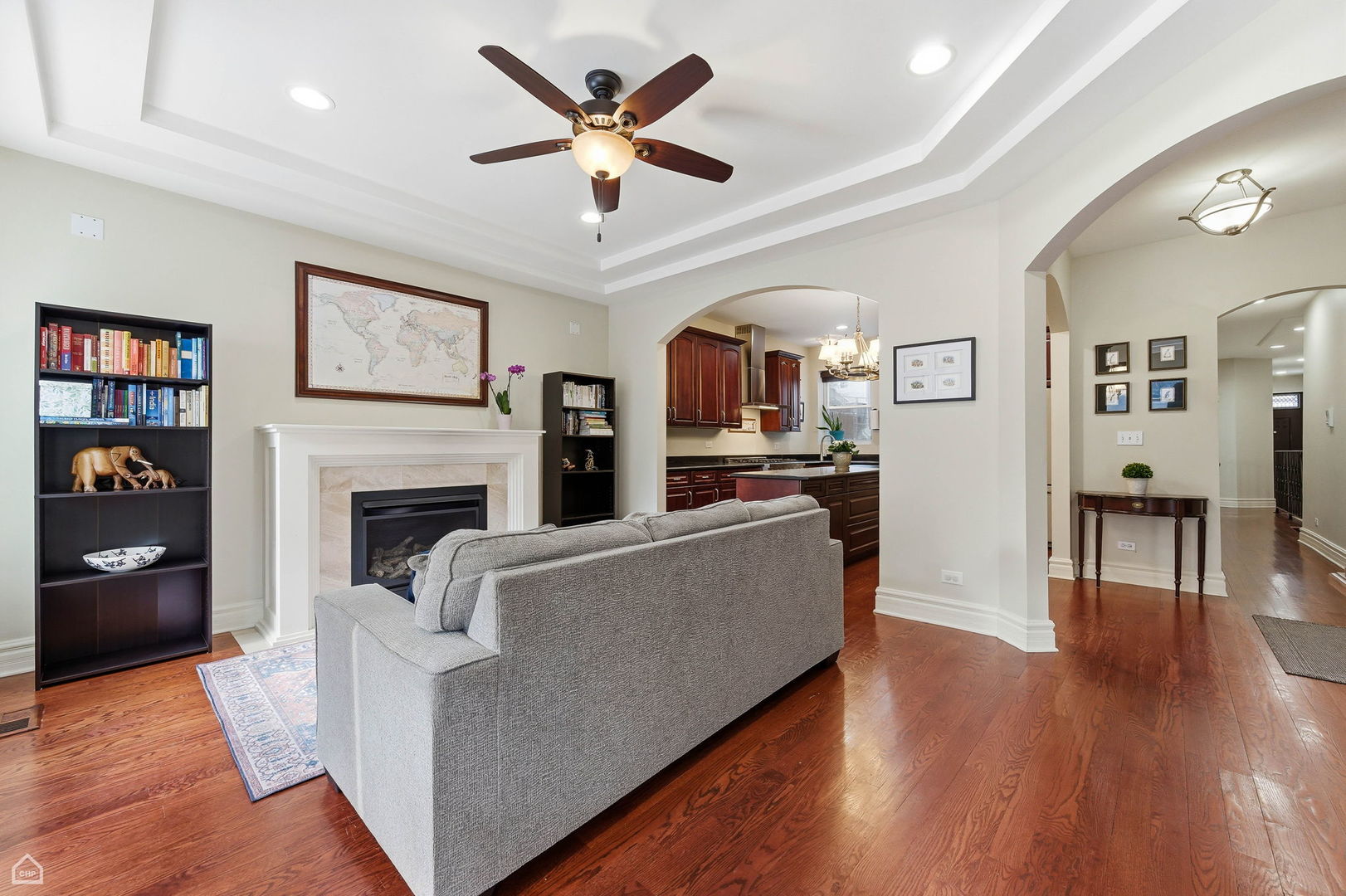 838 East 52nd Street, Unit 1W Chicago, IL 60615 - Photo 9 of 32 a living room with furniture and a fireplace