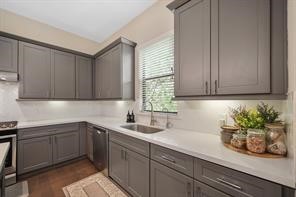 1824 Bonner Street Houston, TX 77007 - Photo 18 of 39 a kitchen with a sink a potted plant and cabinets