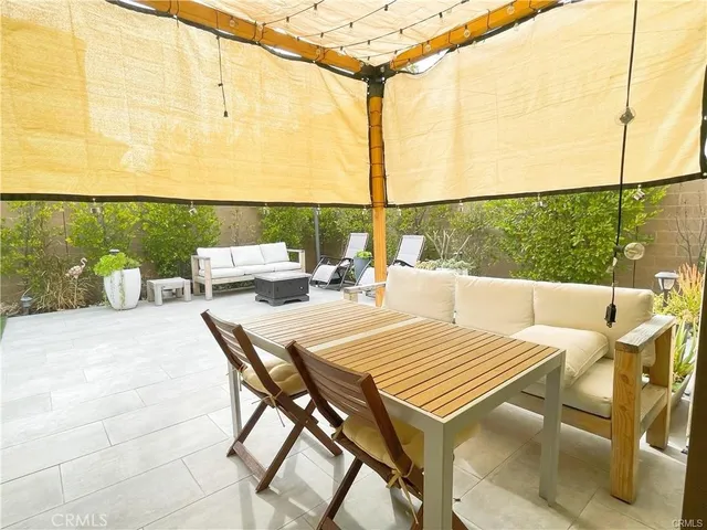 a view of a patio on the deck