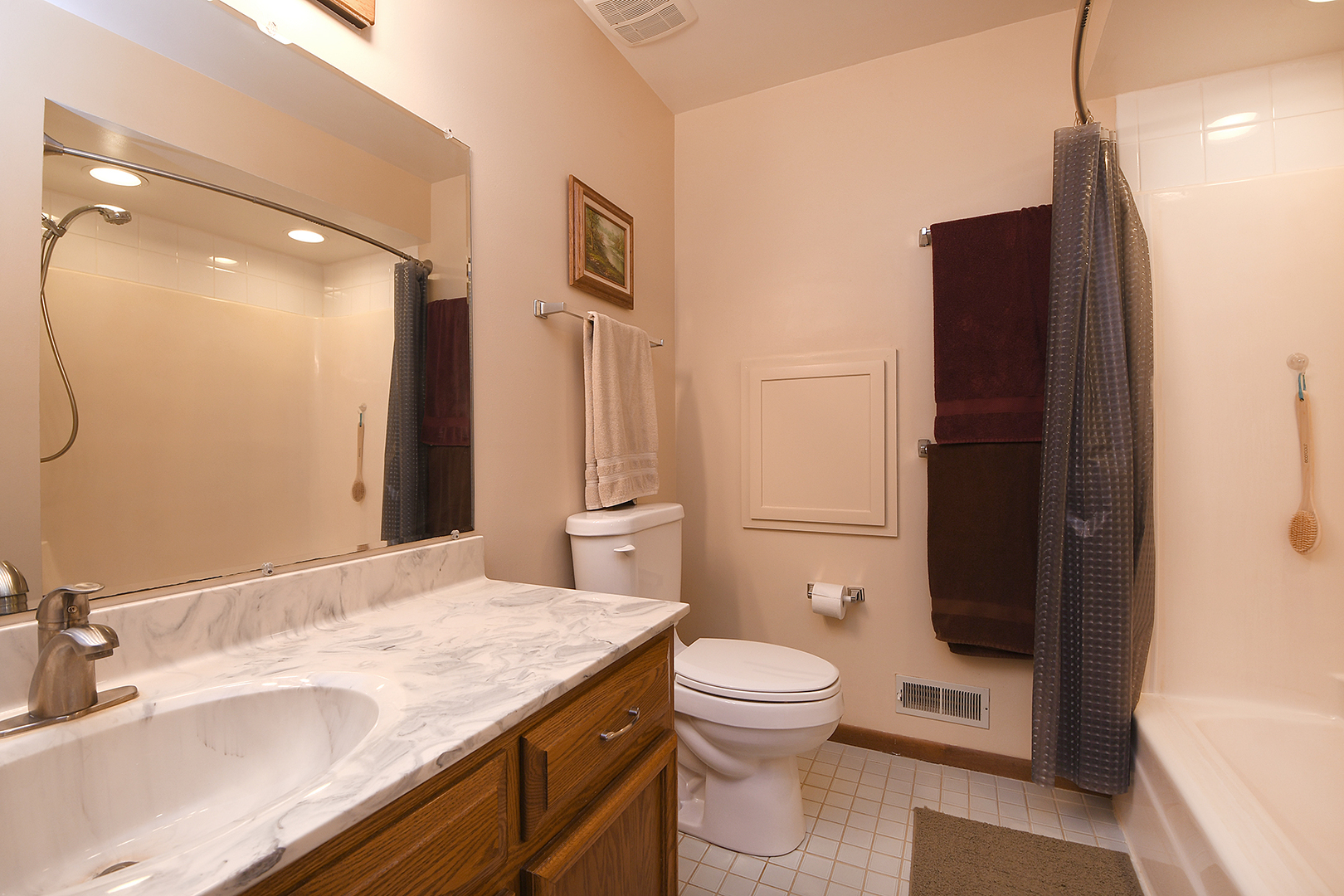 12612 West Hadley Road Homer Glen, IL 60491 - Photo 23 of 39 a bathroom with a granite countertop sink toilet and shower