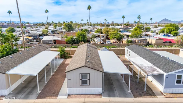an aerial view of multiple house