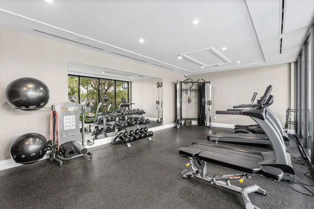 a view of a room with gym equipment