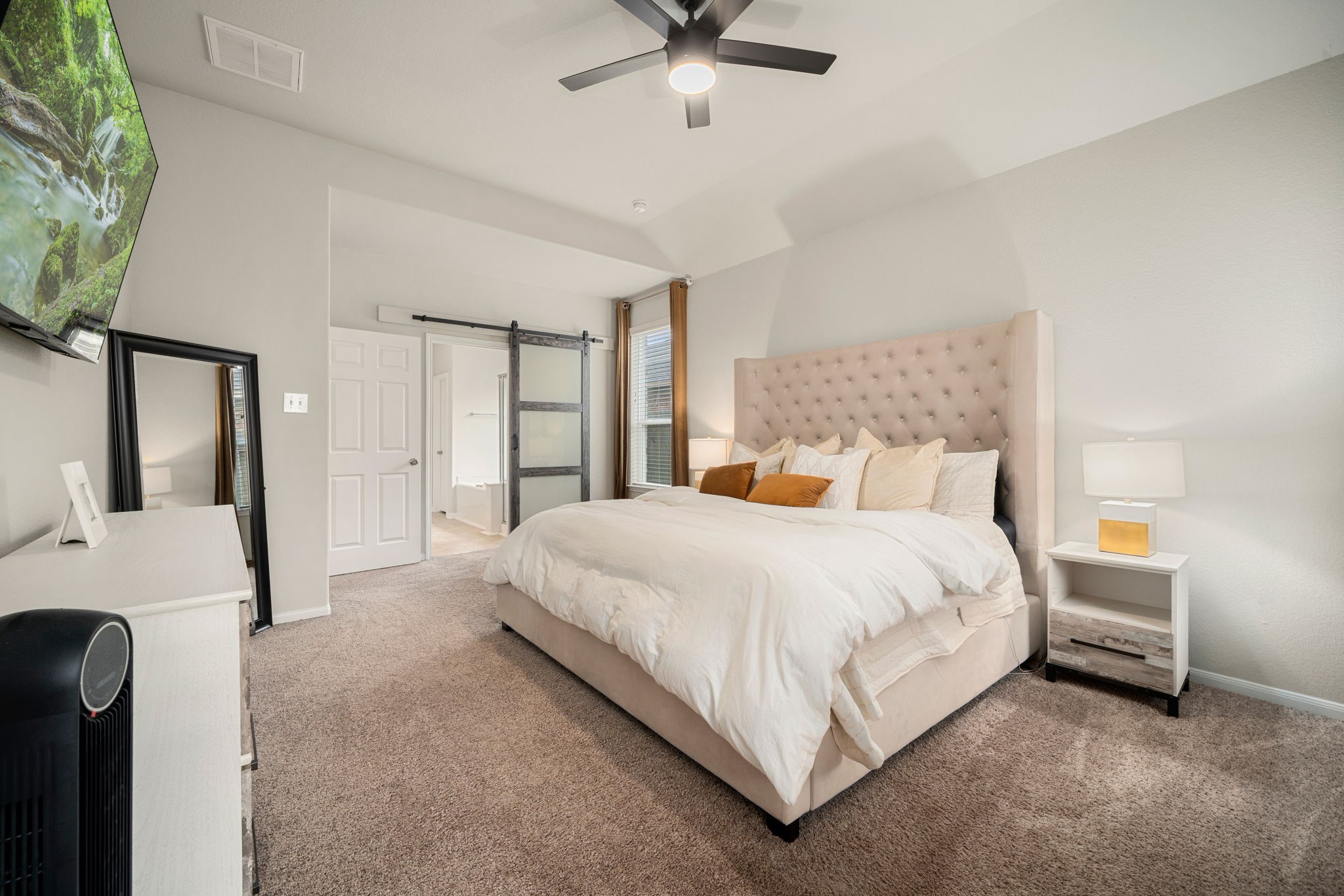 32743 Timber Point Drive Brookshire, TX 77423 - Photo 17 of 38 Primary Bedroom with ceiling fan, ensuite bathroom and walk-in closet